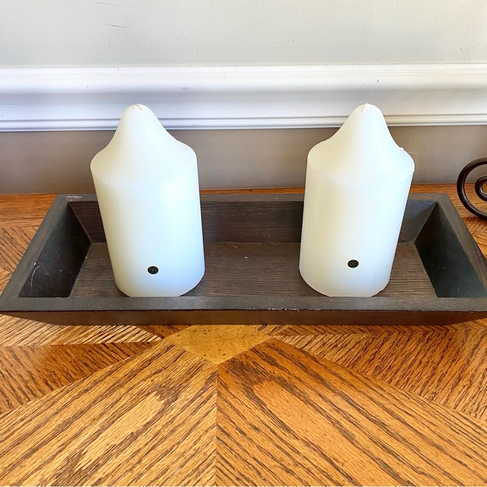 🐭 SALE! White Barn Candle company large wooden candle tray in brown Bath & Body